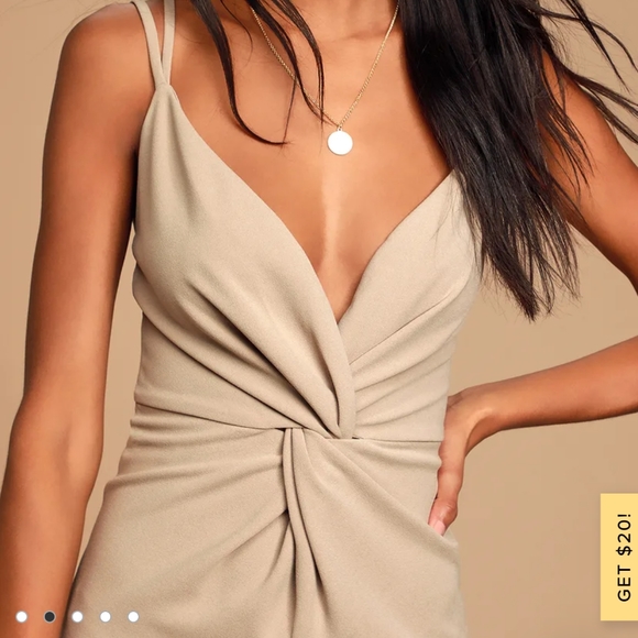 NWT Lulu's taupe twist front body con dress - Picture 3 of 6
